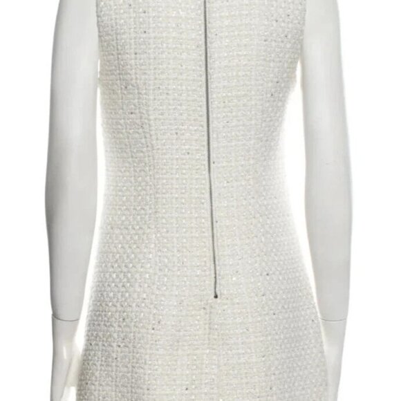 ALICE + OLIVIA COLEY WHITE TWEED BOUCLE RHINESTONE PEARL MINI DRESS $550 SMALL 6 - Picture 12 of 16